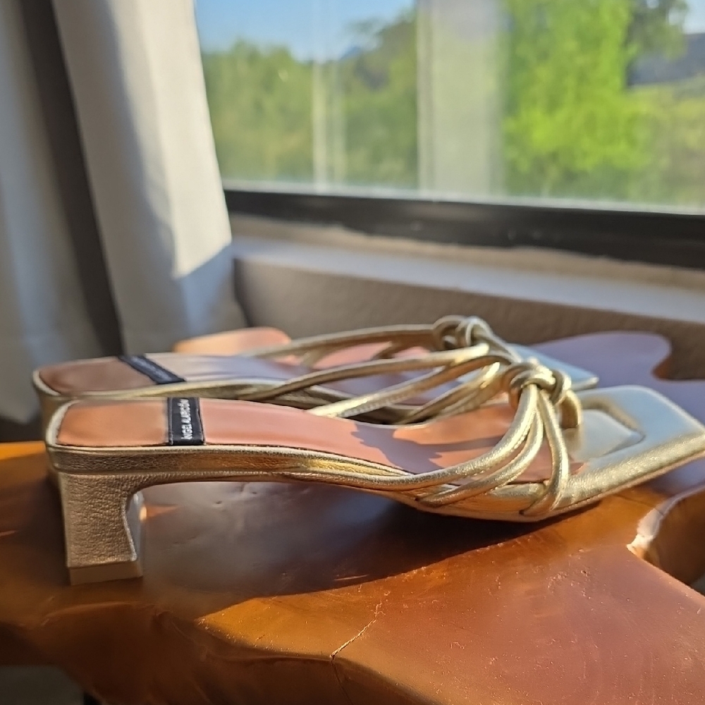 Anthropologie Gold Strappy Mules - Picture 4 of 12